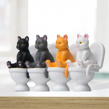 Funny Cat Toilet Figurine
