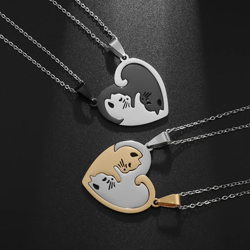 Stainless Steel Hugging Cat Necklace