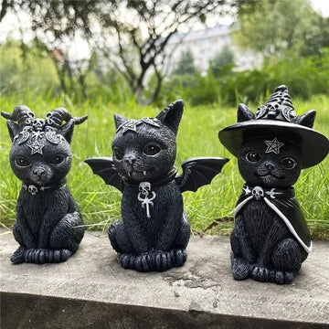 Black Witch Cat Statue