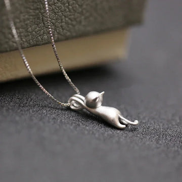 Sterling Silver Cat Pendant Necklace