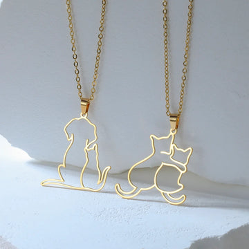 Hugging Cats Pendant Necklace